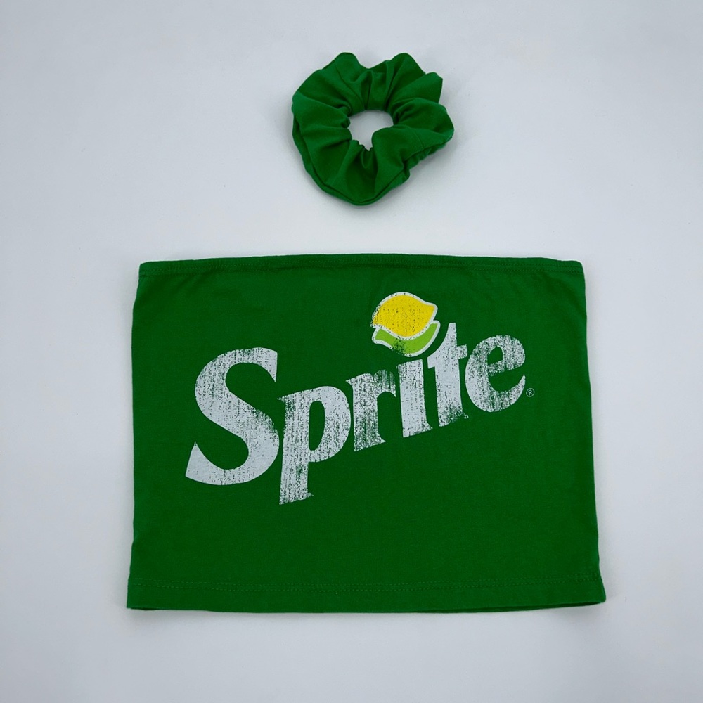 Reworked 1/1 Sprite Tube Top and Scrunchie Set Green Medium